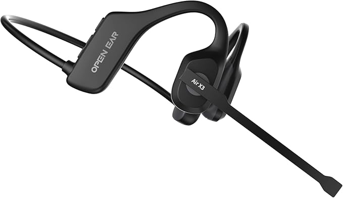 Open Ear Headphones with Mic, 32g Bluetooth Headset with Microphone, Dual Connect Bluetooth 6.0 with Noise Cancelling Mute Function, Wireless Headset with Mic for Sports,Work, Drivers, Call Centre