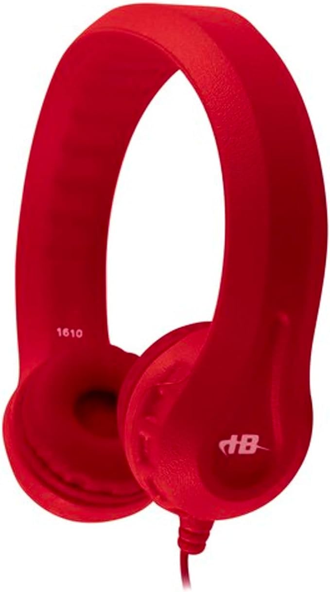 HamiltonBuhl Flex‑Phones Kids Foam Headphones 10‑Pack – Durable EVA Foam, Volume‑Limited 85 dB, Chew‑Resistant Dura‑Cord, Safe BPA‑Free Design for Classroom Use – Red