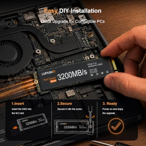 1TB M.2 NVMe SSD 2280, PCIe Gen3 x4 Internal Solid State Drive, Up to 3200MB/s, 3D NAND TLC with SLC Cache, High-Speed Storage Upgrade for Laptop & Desktop PC