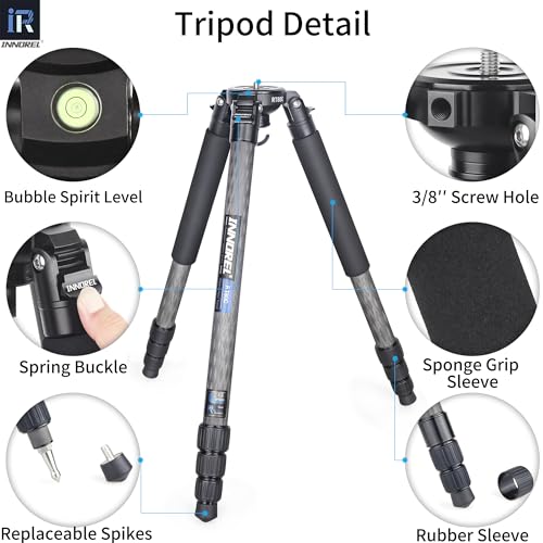 RT80C Carbon Fiber Tripod Professional Birdwatching Heavy Duty Camera 20kg max Load Bowl Tripod Birdwatching Camera Stand (Max Tube 32mm, Only Tripod)