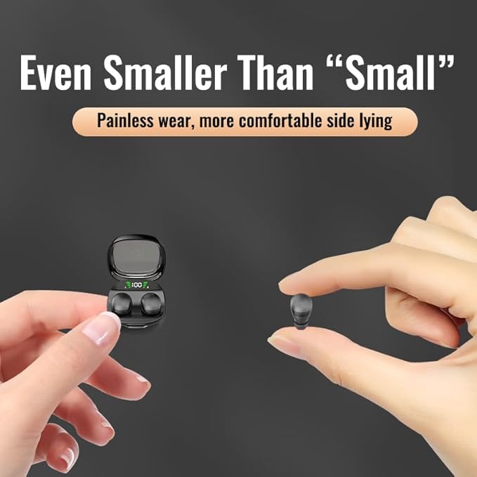 Micool Invisible Sleep Wireless Earphone, Waterproof Bluetooth Earbuds, Lightweight Sleep Headphones Bluetooth, Painless Invisible Sleep Earphones for Sensitive Sleeper, Long Battery Life (Black)