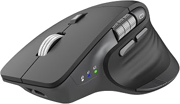 CITLLA Ergonomic Bluetooth Mouse for Laptop, Rechargeable Wireless Mouse with Multi-Device Switching, Silent Click, Flying Scroll & Thumb Wheel, 4800 DPI for PC, Mac, Tablet and Phone (Black)