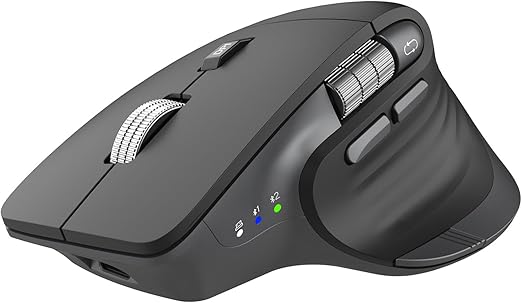 CITLLA Ergonomic Bluetooth Mouse for Laptop, Rechargeable Wireless Mouse with Multi-Device Switching, Silent Click, Flying Scroll & Thumb Wheel, 4800 DPI for PC, Mac, Tablet and Phone (Black)