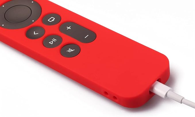 Hi Color Silicone Remote Case for Apple TV 4K 2nd Gen 2021 Siri Remote Anti-Slip Durable Silicone Cover Magnetic Protective Sleeve Shockproof Remote Case (Red)
