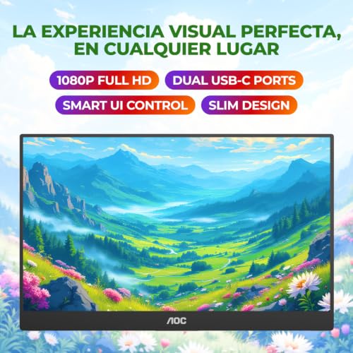 AOC 16" Portable Monitor FHD 60Hz USB-C IPS Ultra Slim Smart Cover 16T20