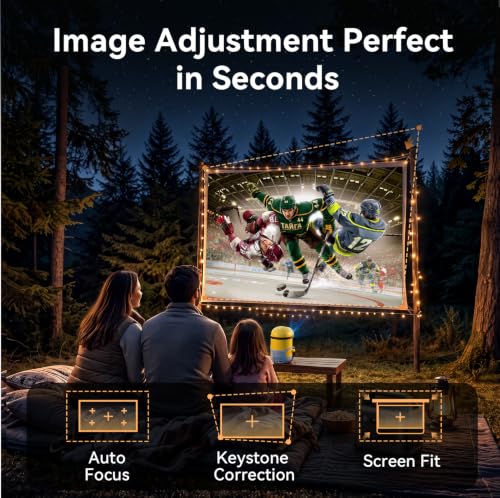 [Office Google TV] Projector with 500 ISO Lumens, 1080P Native, 4K Decoding, Auto Focus, Auto Keystone, HDR10, Dolby Audio, WiFi & Bluetooth, Portable Projector for Home, Outdoor Movies & Gaming