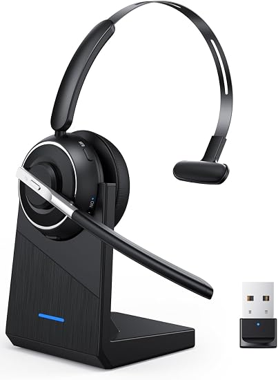 Wireless Headset with Mic for Work Bluetooth Headset with Microphone for PC