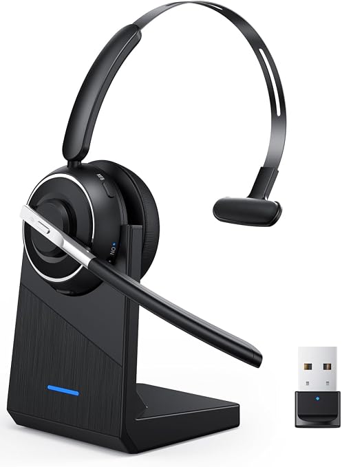 Wireless Headset with Mic for Work Bluetooth Headset with Microphone for PC