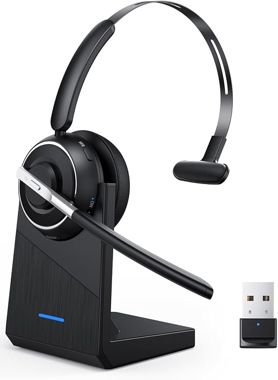 Wireless Headset with Mic for Work Bluetooth Headset with Microphone for PC