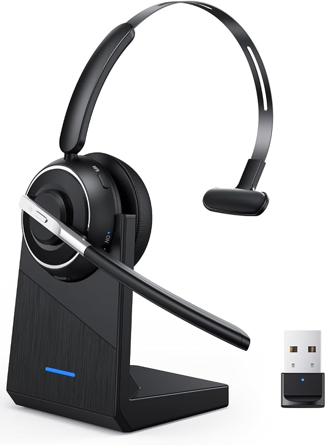 Wireless Headset with Mic for Work Bluetooth Headset with Microphone for PC