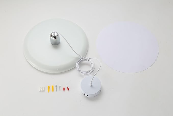 LED Pendant Light 40 cm Modern 36 W with Colour Temperature Adjustable Ceiling Lamp 3000K/4500K/6000K Metal and Acrylic for Dining Room Kitchen Living Room (Chrome + White)