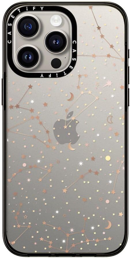 CASETiFY Compact iPhone 15 Pro Max Case [4 ft. 2X Military Grade Drop Protection/Slim/Lightweight] - Space Pattern on Clear Background - Clear Black