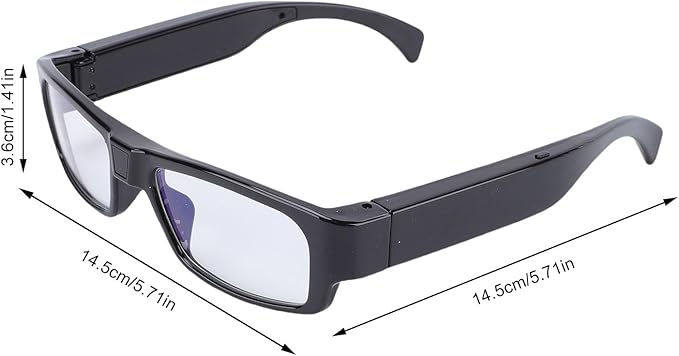 PUSOKEI 1080P HD Camera Glasses, Wearable Recording Glasses with Smart Stabilization & Wide Angle Lens, 1.5H Battery for Cycling, Sports, First - Person View Recording