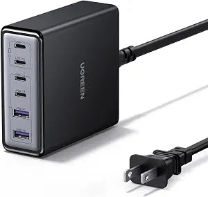 UGREEN 100W USB C Charging Station, 6-Port GaN Desktop Charger with 4 USB-C & 2 USB-A, Smart Power Distribution for MacBook Pro/Air, Dell XPS, iPad, iPhone 17/16/15, Galaxy S25/S24, Pixel 10/9