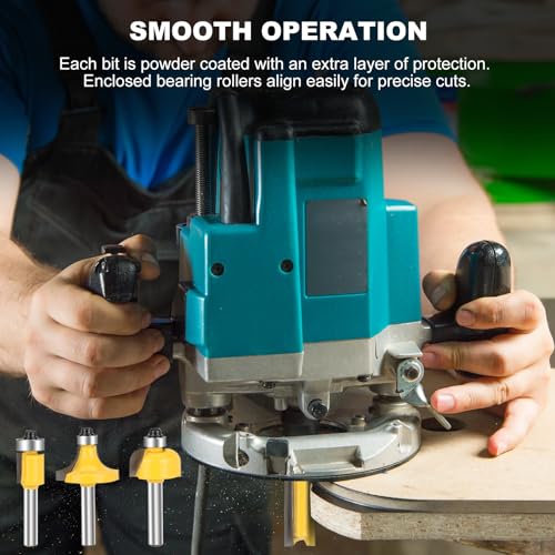 Boren 15 Pieces Router Bits Set 1/4 Inch Shank