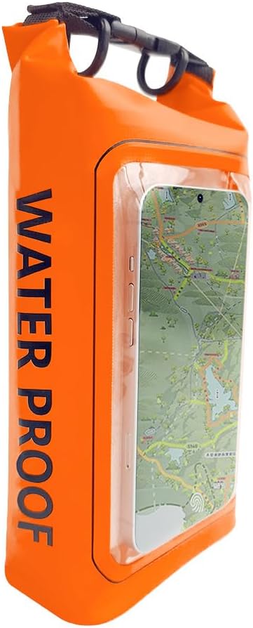 Waterproof Phone Case, IPX8 Cellphone Dry Bag for iPhone 16 15 14 13 Pro Max, Beach Cruise Ship Essentials, 8.3 inch, A Container (Orange)