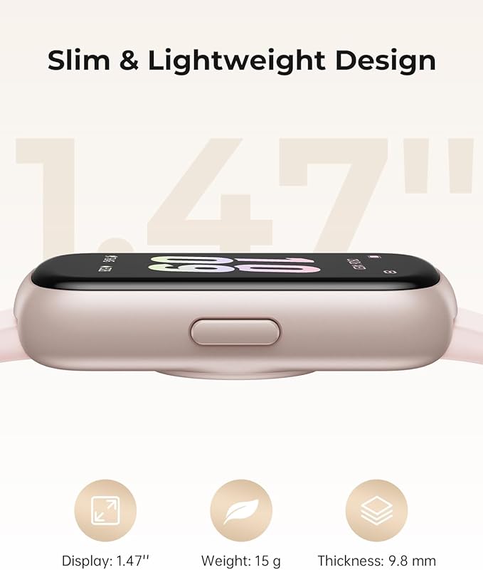 Fitness Tracker with 24/7 Heart Rate Monitor, Sleep Tracker - 3 ATM Waterproof Fitness Watch Calorie Step Counter Smart Watch Includes 3 Sport Bands for Android iOS Women Men, Mystic Rose