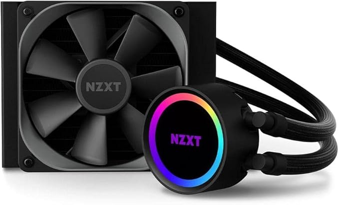 NZXT Kraken 120 - RL-KR120-B1 - AIO RGB CPU Liquid Cooler - Quiet and Effective - Quiet Operation - Ring RGB LED - AER P 120mm Radiator Fan (Included), Black