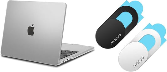 MOSISO Webcam Cover Slide 2 Pack&Compatible with MacBook Air 13 inch Case 2024 2023 2022 M3 A3113 M2 A2681, Protective Plastic Hard Shell Cover Compatible with MacBook Air 13.6 inch Case, Frost