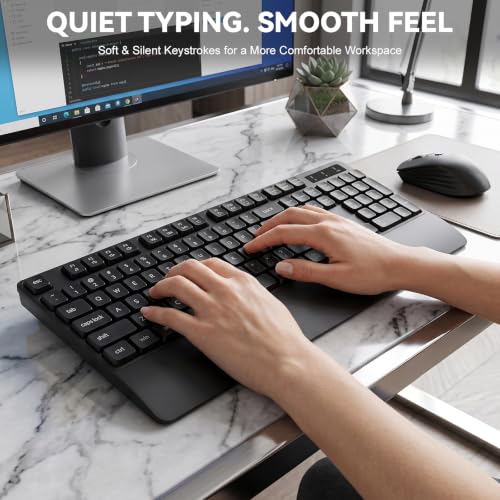Wireless Keyboard and Mouse with Wrist Rest, 3 DPI Adjustable Mouse, 2.4G Lag-Free Cordless, Quiet and Soft Typing, Sleep Mode, Multimedia Keys, Compatible Windows Mac, Ideal for Business Home Office - Image 6