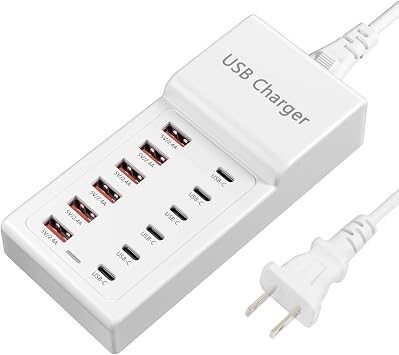 USB Charging Station 50w10A 12 Ports Multiple Charging Block, USB C Strip for iPhone 13/14/15/16/17/Smartphone/Tablet/Watch/Headphones and Multiple Charger Plug