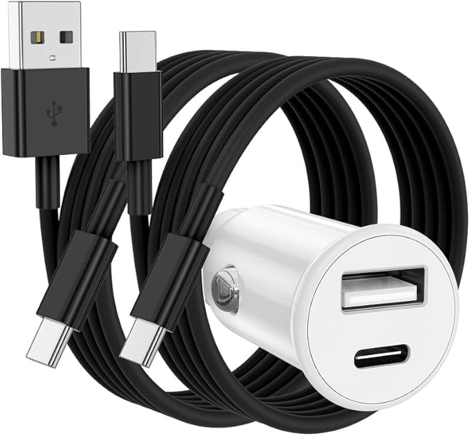 USB C Car Charger for iPhone 17 16 15 Pro Max,40W Dual Port USB-C & USB-A Car Fast Charging Adapter,2X6.6FT C to C Cable & A to C Carplay Cable for iPhone 17 16 15 Series/iPhone Air,iPad,Samsung-Black