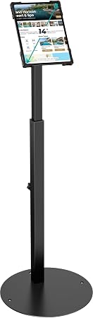 Anti-Theft iPad Kiosk Stand, Adjustable Tablet Floor Stand for POS Checkout