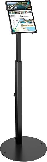 Anti-Theft iPad Kiosk Stand, Adjustable Tablet Floor Stand for POS Checkout