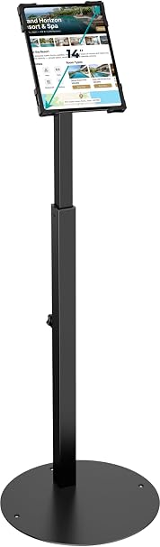 Anti-Theft iPad Kiosk Stand, Adjustable Tablet Floor Stand for POS Checkout