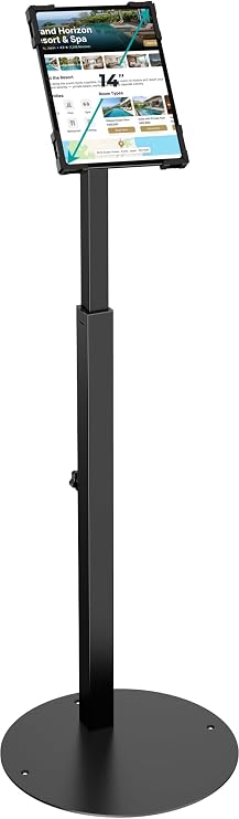 Anti-Theft iPad Kiosk Stand, Adjustable Tablet Floor Stand for POS Checkout