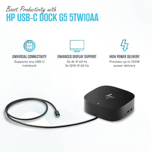 HP Docking Station for Laptop Dual Monitor and Charging - 5TW10AA G5 Dock - Image 4