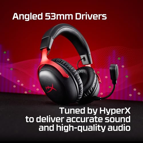 HyperX Cloud III S – Wireless Gaming Headset for Multi-Platform, 2.4GHz, Bluetooth, Battery Life up to 120 Hours 2.4GHz / 200 Hours Bluetooth, 53mm Angled Drivers, Detachable Mic – Black