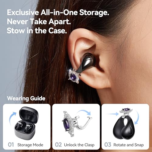 Linklike C-Flow Couture Edition: Zircon Clip-on Earbuds｜Space Gray