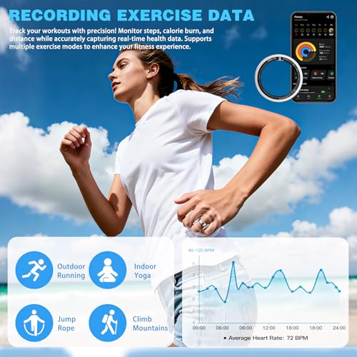 Smart Ring Women Men, Fitness Tracker, No Subscription, Sleep, Silver 8