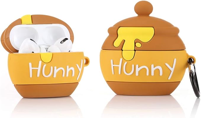 (4Pack) Case for AirPods Pro 2nd/1st Generation (2022/2019) with Carabiner, XMBYGY Cute Skin Design Silicone Cartoon Charging Case Protective Covers for Boys Girls (RES+Beken+Hunny+Vok)