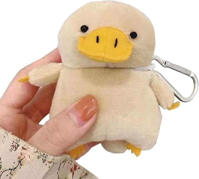 Yatchen Plush Case Compatible with AirPods 1&2, Cute 3D Cartoon Fur Duck Design Funny Cover with Keychain Protective Case for AirPods 1&2 Duck
