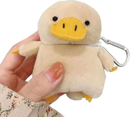 Yatchen Plush Case Compatible with AirPods 1&2, Cute 3D Cartoon Fur Duck Design Funny Cover with Keychain Protective Case for AirPods 1&2 Duck