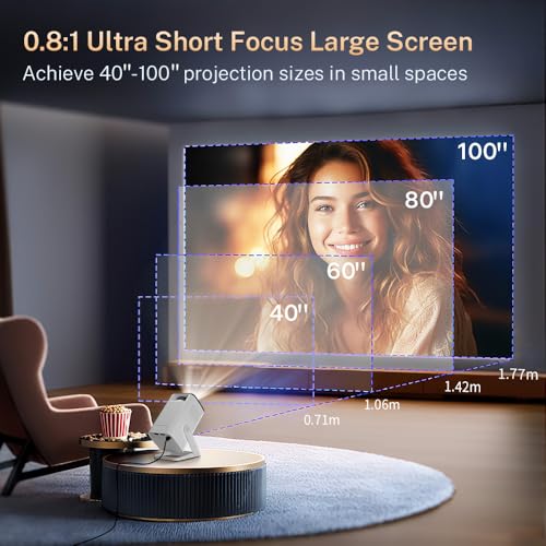 Built-in Apps 1080P 4K Support Mini Projector with Android 14, Phone Remote