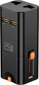 Universal Travel Adapter, 25W GaN, 2 USB-C, US/UK/EU/AU Plug