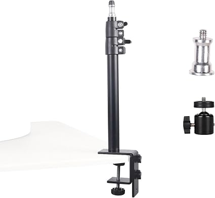 Camera Desk Mount Table Stand - Height & Angle Adjustable Light Stand 360° Rotation, Lightweight Aluminum for Live Streaming, Video Conferencing | Ideal for Content Creators, Photographers