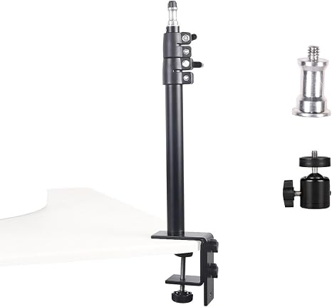 Camera Desk Mount Table Stand - Height & Angle Adjustable Light Stand 360° Rotation, Lightweight Aluminum for Live Streaming, Video Conferencing | Ideal for Content Creators, Photographers
