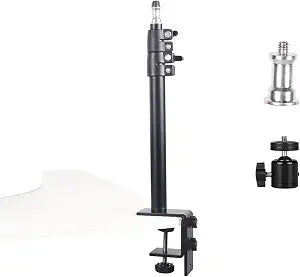 Camera Desk Mount Table Stand - Height & Angle Adjustable Light Stand 360° Rotation, Lightweight Aluminum for Live Streaming, Video Conferencing | Ideal for Content Creators, Photographers
