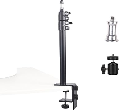 Camera Desk Mount Table Stand - Height & Angle Adjustable Light Stand 360° Rotation, Lightweight Aluminum for Live Streaming, Video Conferencing | Ideal for Content Creators, Photographers