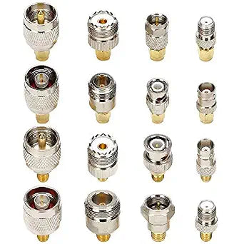 SMA Connector Kit in Adapter Standard SMA/BNC/UHF/N/F Male to Female Cable Connector Converter Converter Pack of 16