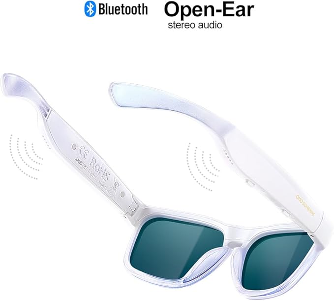 OhO sunshine Bluetooth Glasses: Voice Control and Open Ear Style Smart Glasses to Listen Music & Calls, UV400 Protection Lens