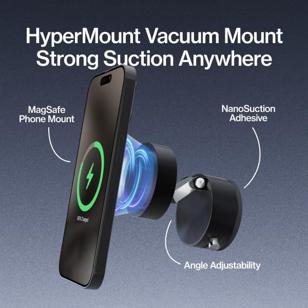 Statik HyperMount®(Gen 2) Vacuum Phone Mount Magnetic Phone Holder, Vacuum Seal Car Phone Mount, Use on Any Surface, Compatible with Apple MagSafe, Magnetic Rings Included for Android Devices, 3 Pack