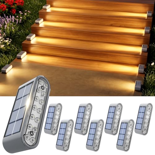 Solar Step Lights Outdoor — 8-Pack Waterproof 3000K Warm - Image 2