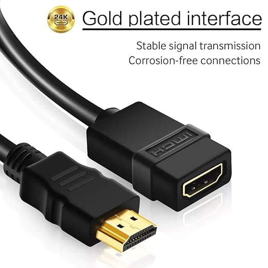Cmple - HDMI Extension Cable 1.5 ft Male to Female HDMI Adapter Cord 4K@60Hz 2150p 1080p 3D Audio/Video Extender Compatible with Laptop, Gaming PC, HDTV