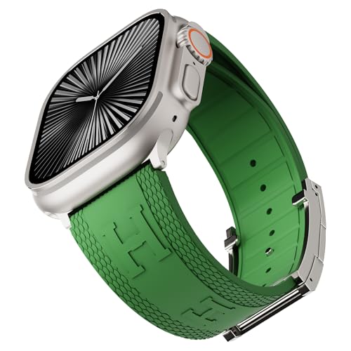 Sport Silicone Band Compatible with Apple Watch, Luxury H-Buckle Strap. - Image 4