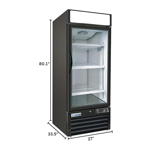 27" Reach-In Freezer with One-Swing Glass Door | Merchandiser Frozen Display Refrigeration for Convenience Store | 19.2 Cu. Ft. | 26.8"W x 33.5"D x 80.1"H, Black, Stainless Steel, 115v, NSF